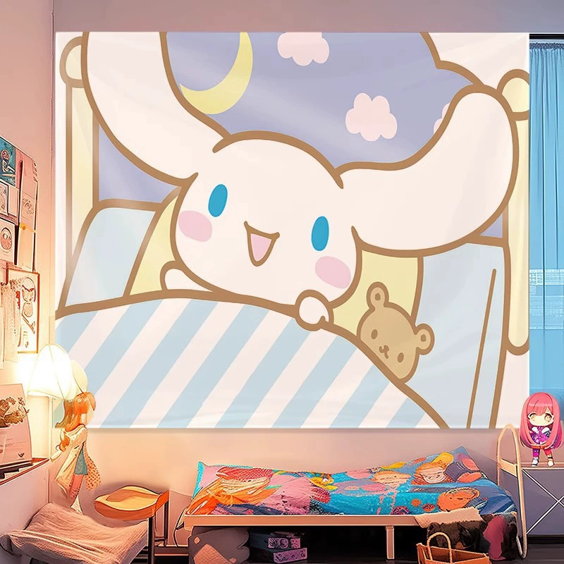 Sanrio INS фоновая ткань с милой мелайи, подвесная ткань Cuolomi, девичье сердечко, коричный узор, настенный гобелен для общежития