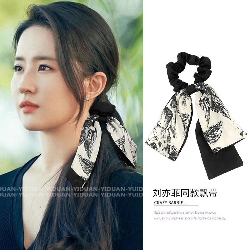 수제 빈티지 천 리본 머리끈 여성용 헤어밴드 고급스러운 고탄력 빅사이즈 머리끈 포니테일 머리끈 정교한 헤어끈