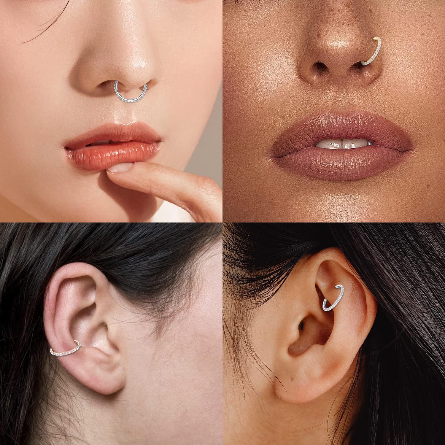 316L Stainless Jewelry Bottom Diamond-Studded Stud Titanium Steel Zircon Seamless Nose Multi-Functional Ring Unisex_voghion.com