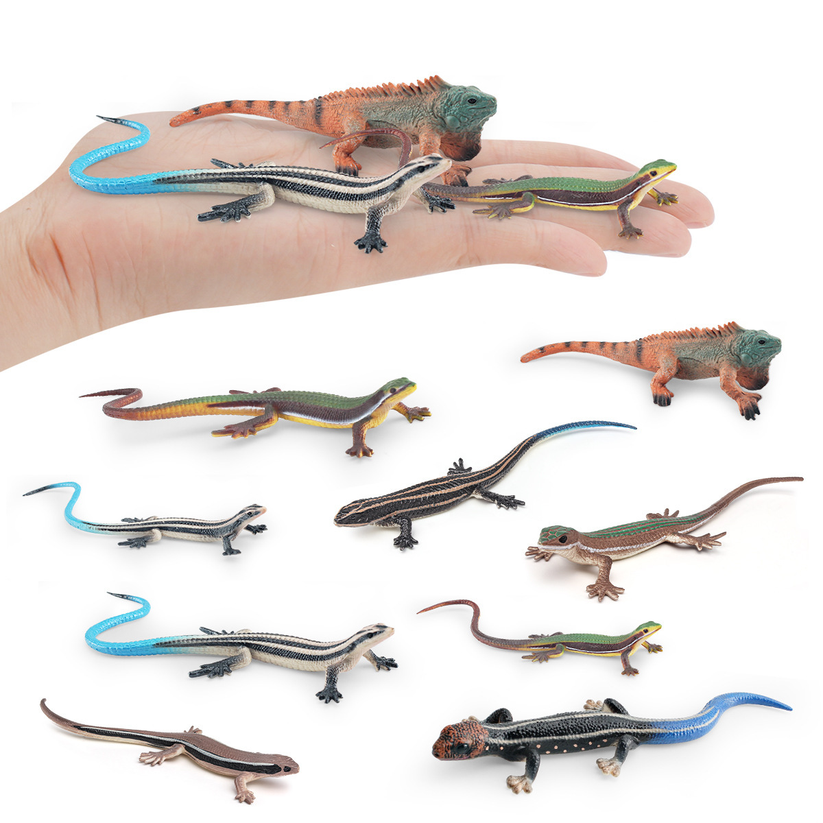 Simulación transfronteriza reptil anfibio camaleón lagartos bipedos serpiente lagartos de hierba modelo de decoración de hechizo de decoración estática