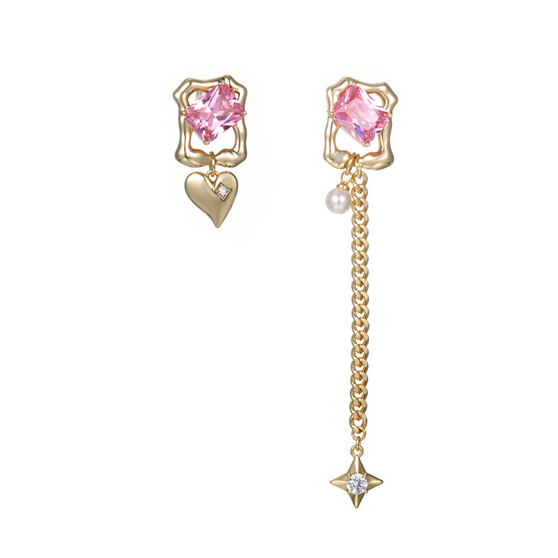 Joyas xuping caibao serie de flecos cuadrados geométricos estrellas en forma de corazón pendientes asimétricos europeos y estadounidenses de alta gama