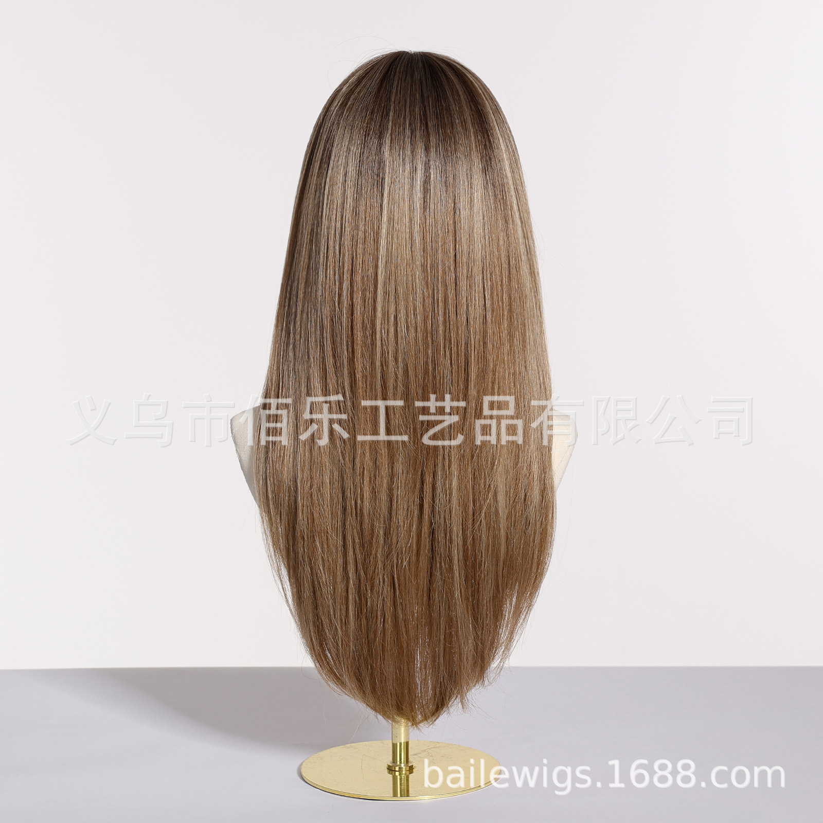 Peluca transfronteriza de ocho caracteres flequillo marrón, corte de pelo largo y liso, capa europea y americana, cubierta de cabeza completa, punto de fábrica wigs