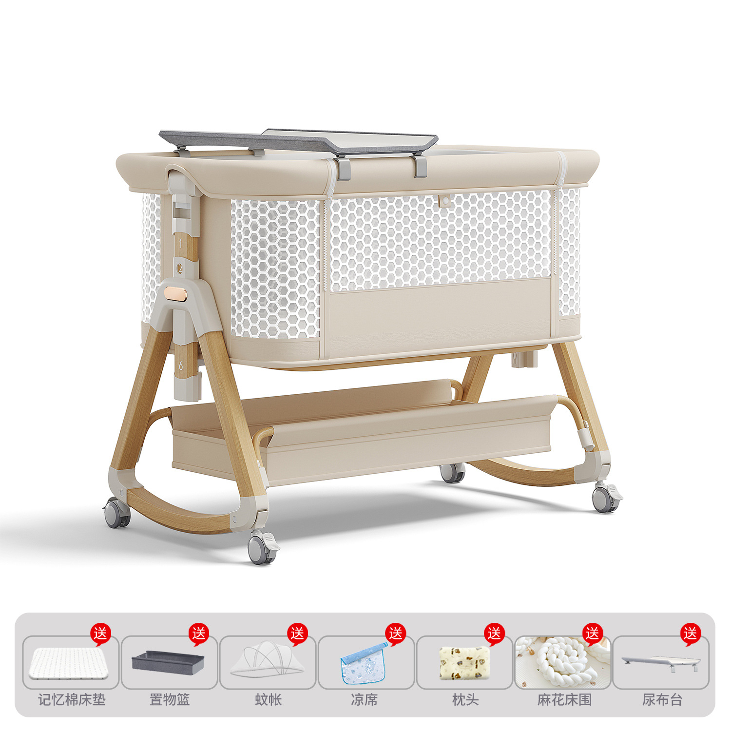 Cama de bebé móvil portátil cuna cama plegable multifuncional BB cama para recién nacidos empalme cama grande