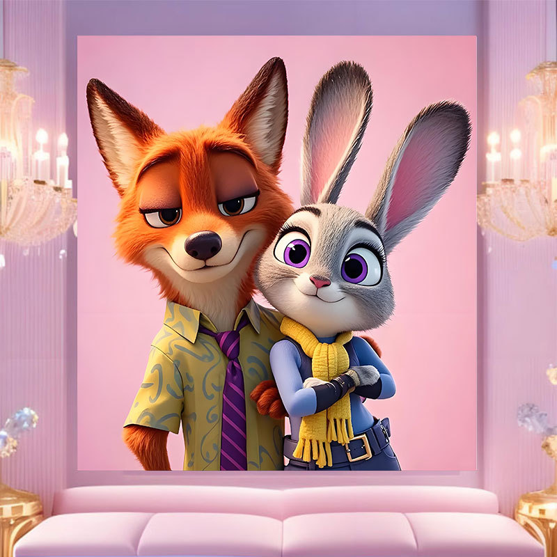 20 * 20 Crazy Zoo City pintura digital a mano diy dibujos animados pintura a mano Judith Decoration