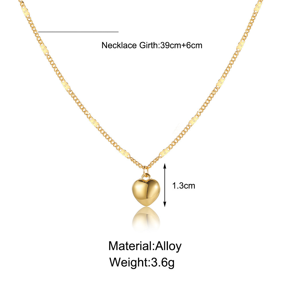 Simple Style Heart Shape Alloy Plating Necklace