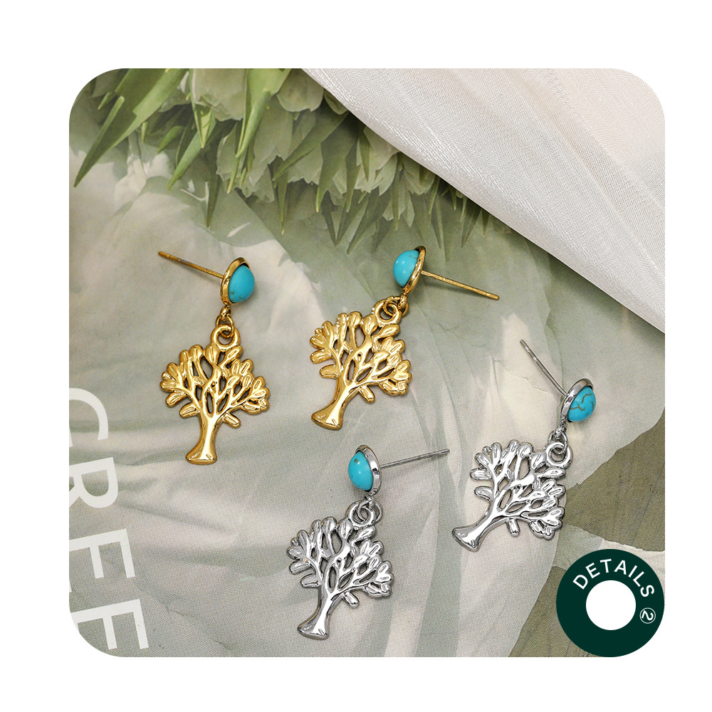 Fashion Leaf Stainless Steel Plating Drop Earrings 1 Pair