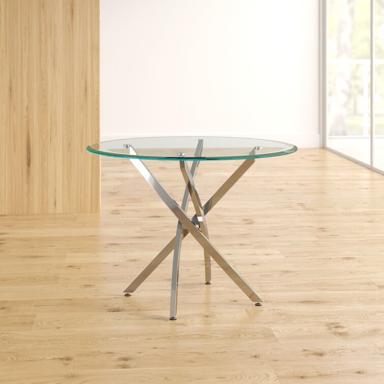 Mesa de comedor de vidrio temperado, mesa de comedor de vidrio redonda, mesa de comedor doméstica de lujo ligera