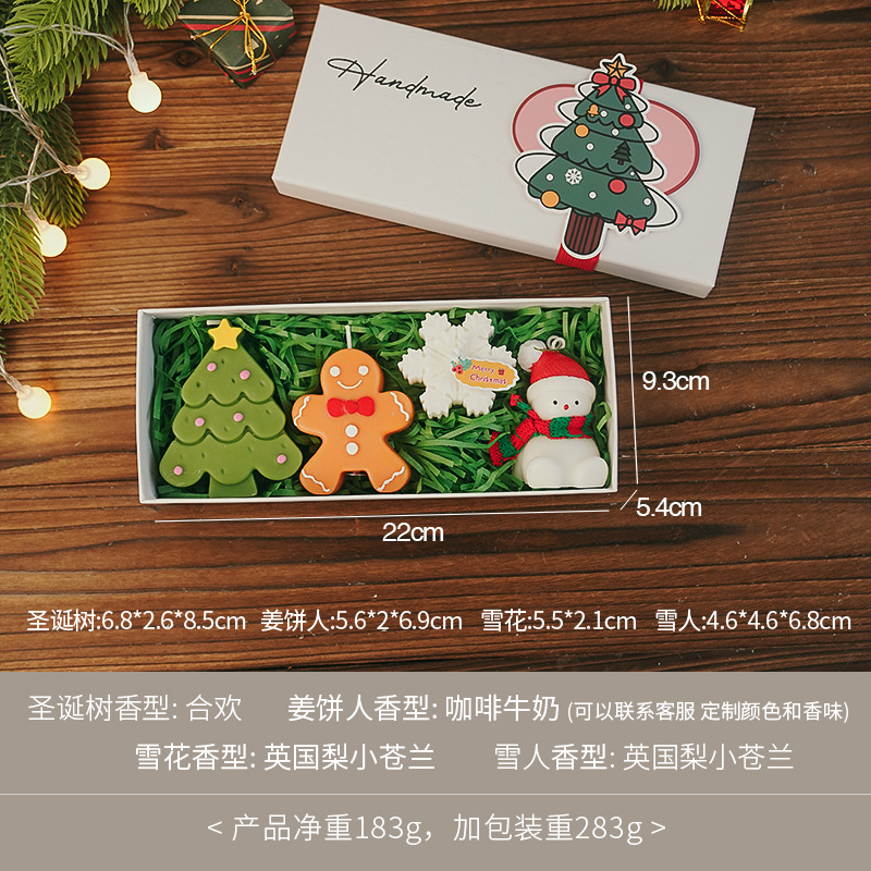 Caja de regalo con velas aromáticas navideñas, diseño artesanal y creativo, regalo ideal con fragancia festiva