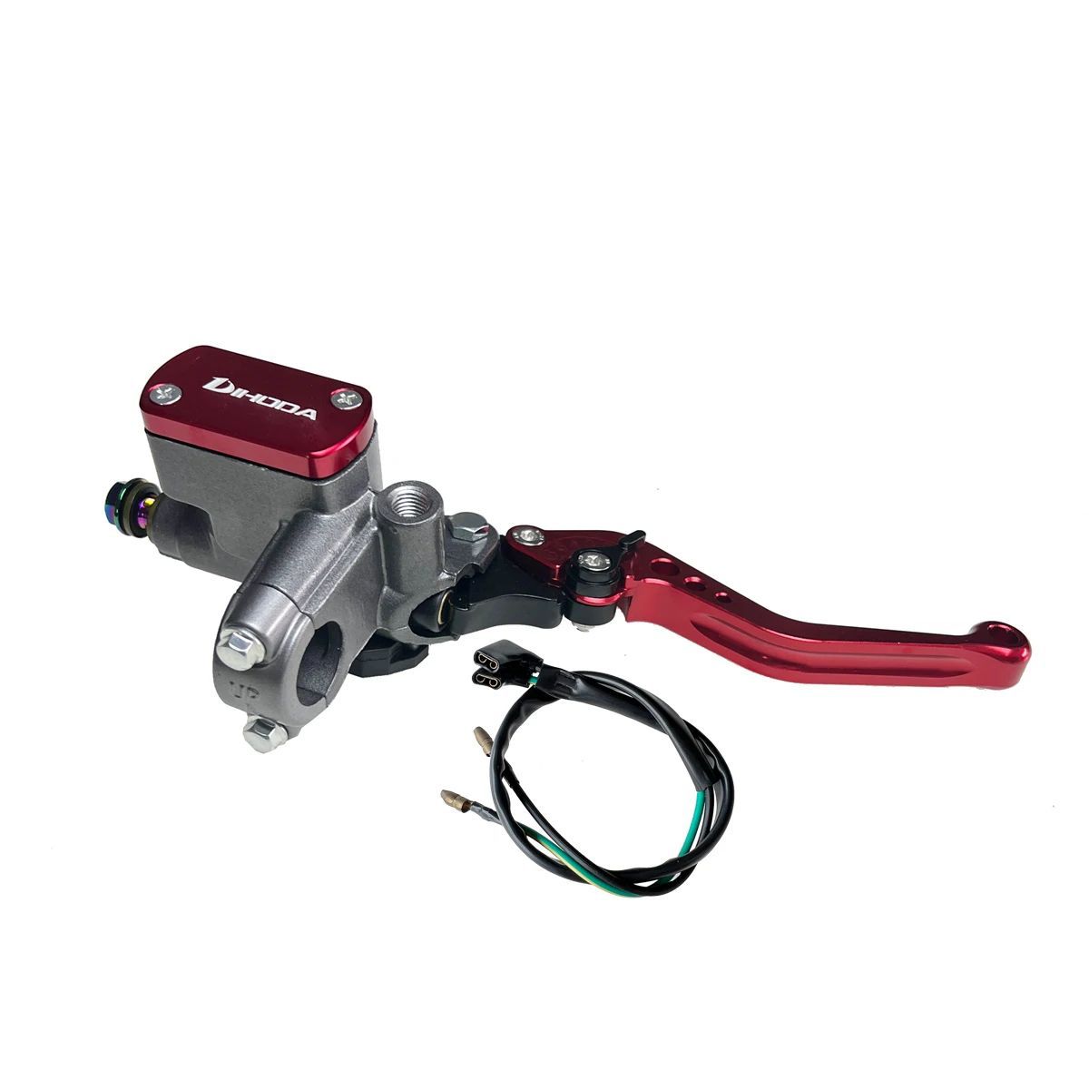 Universal modified hydraulic brake master cylinder for motorcycles and electric bikes with six-speed adjustable handle and power-off switch