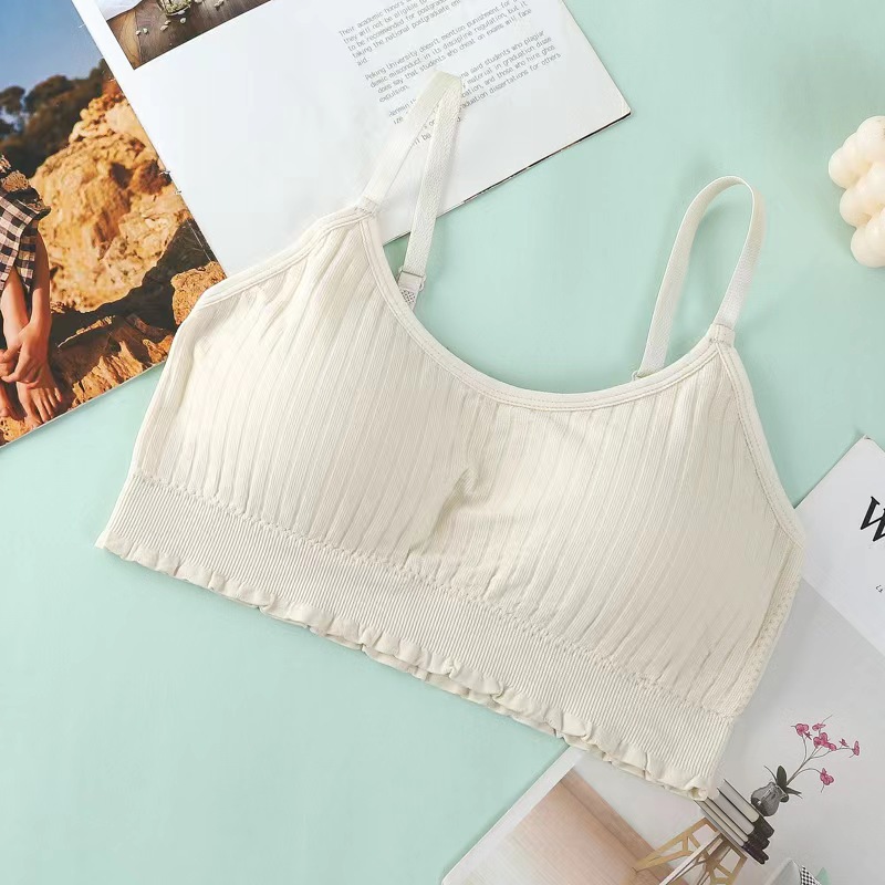 Hilo belleza espalda camisola mujeres inalámbrico taza fija correa de hombro ajustable chica sueño camisola