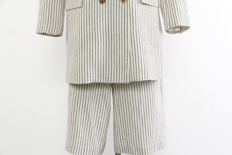 Ensemble deux pièces GraceChic GraceChic 25 cm, rayé coton et lin, avec short, style décontracté, référence 1788_voghion.com