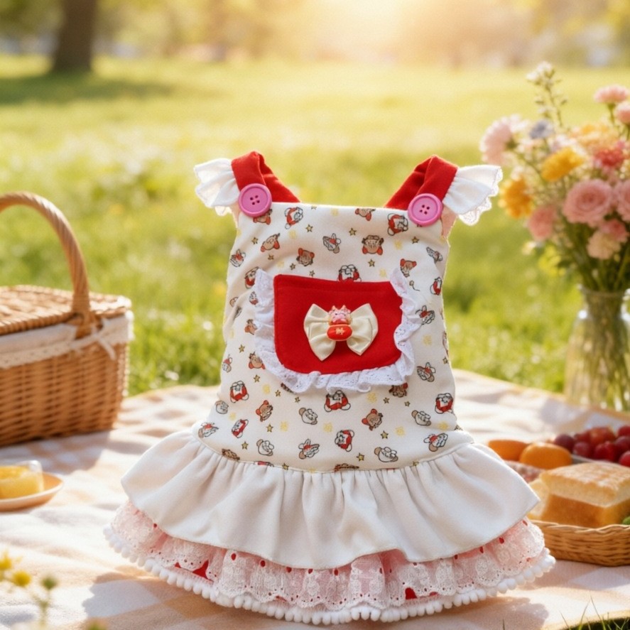 고양이와 강아지 옷 애완 동물 공주 Dimarzis 개 중소형 봄과 여름 일반 매화 빨간색 스커트 새로운 스타일