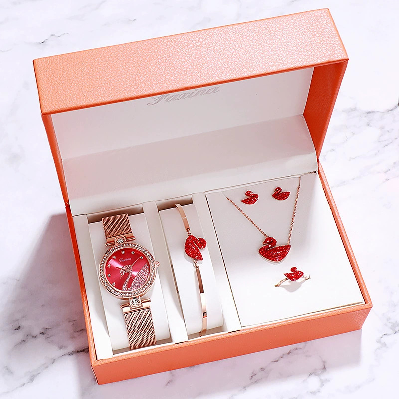 法茜娜振音網紅爆金小白鳥ファッション気質五点セットプレゼント腕時計女性