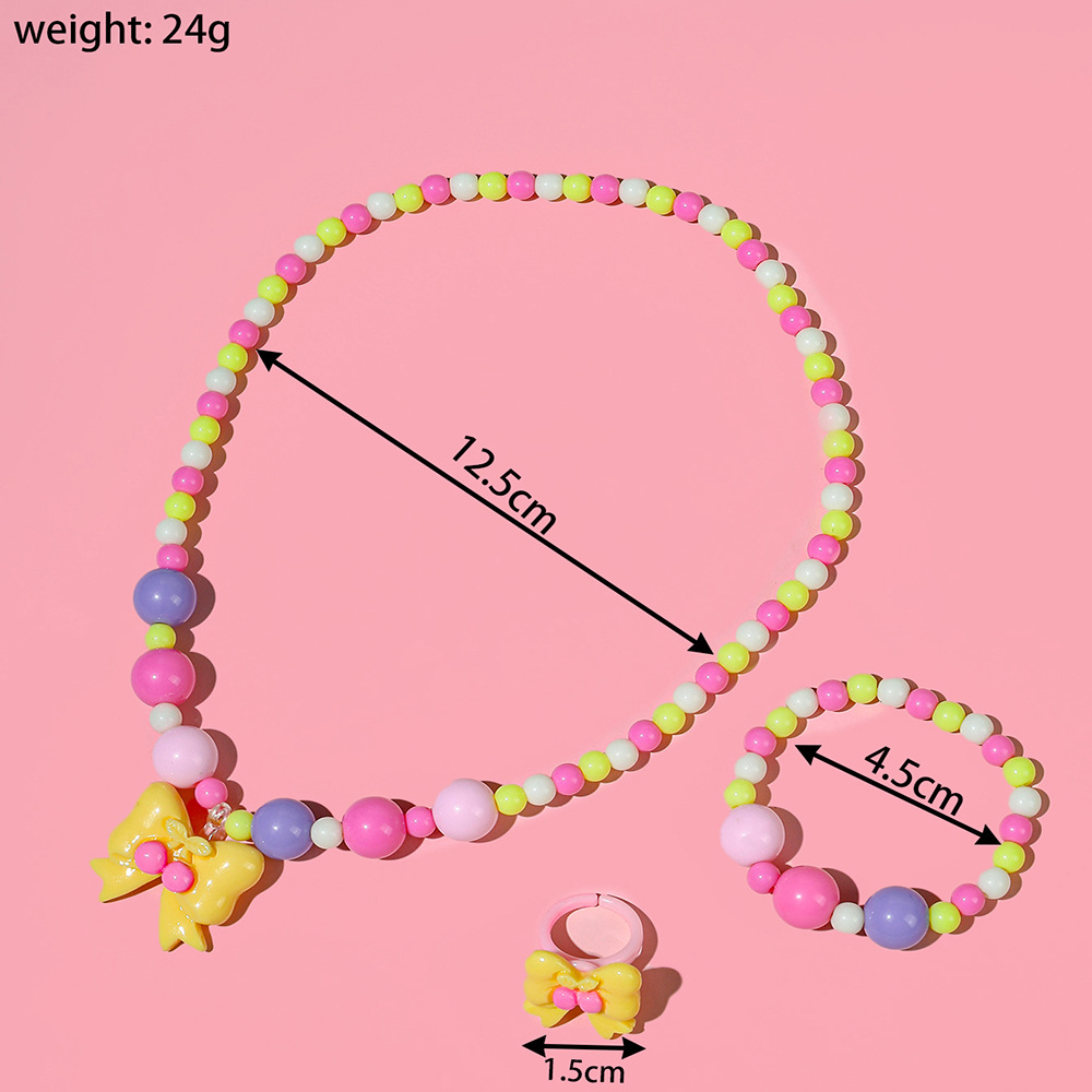 Mode Noeud D'arc Plastique Perlé Filles Anneaux Bracelets Collier 1 Jeu display picture 4