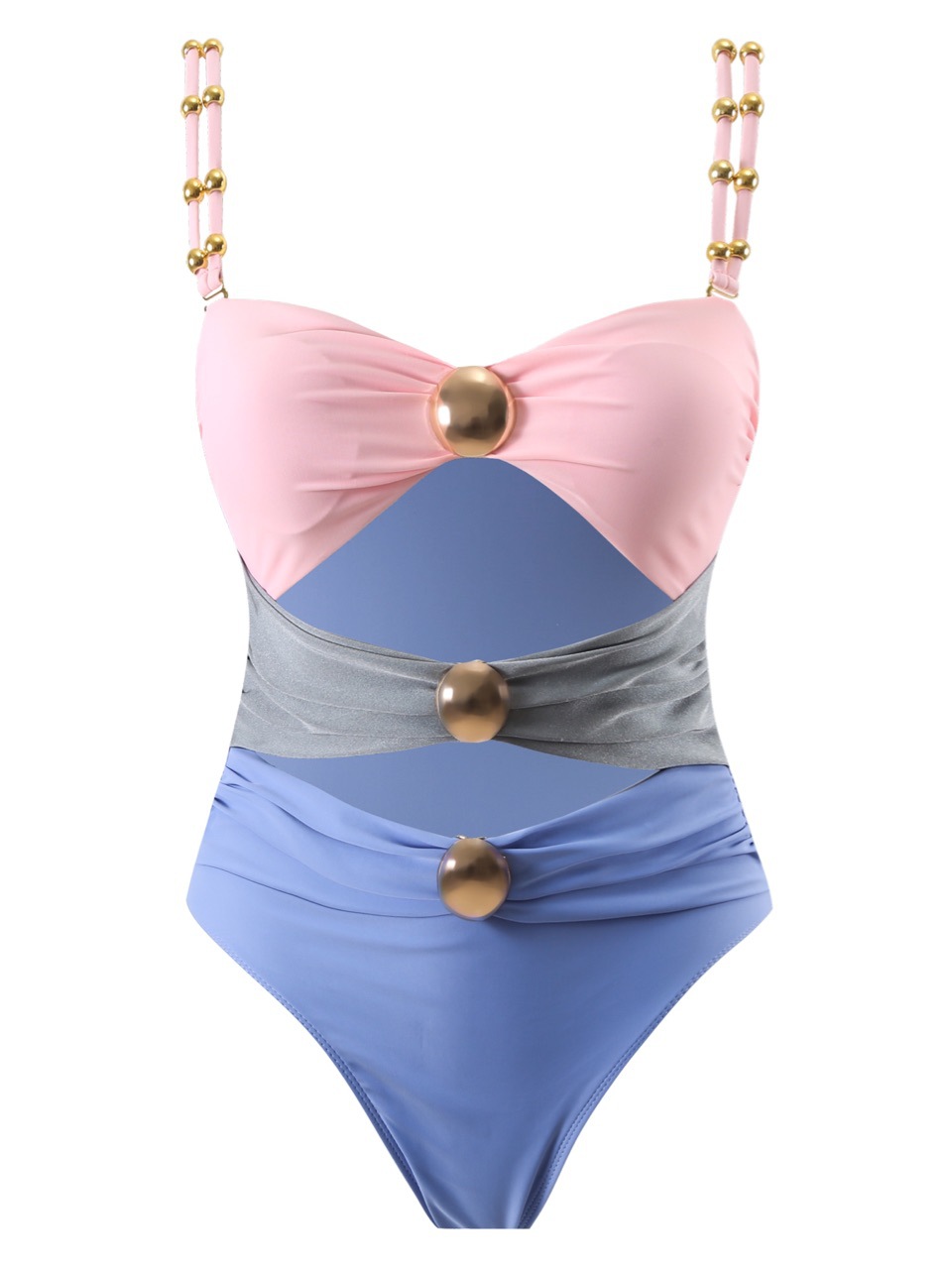 Women's Strapless Hollow Out One Piece Swimsuit Sexy Vacation Style Summer Swimwear Two-Piece Set Dress_ecoleips.com