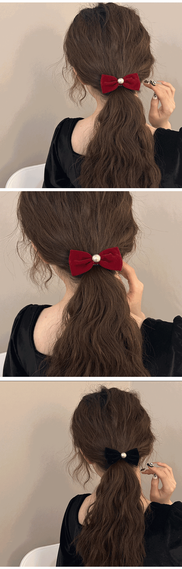 Women's Sweet Bow Knot Artificial Pearl Cloth Hair Tie display picture 1