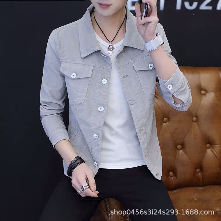 Chaqueta casual de los hombres de primavera y otoño ropa de trabajo chaqueta de mezclilla chaqueta de moda coreana chaqueta más tamaño chaqueta delgada