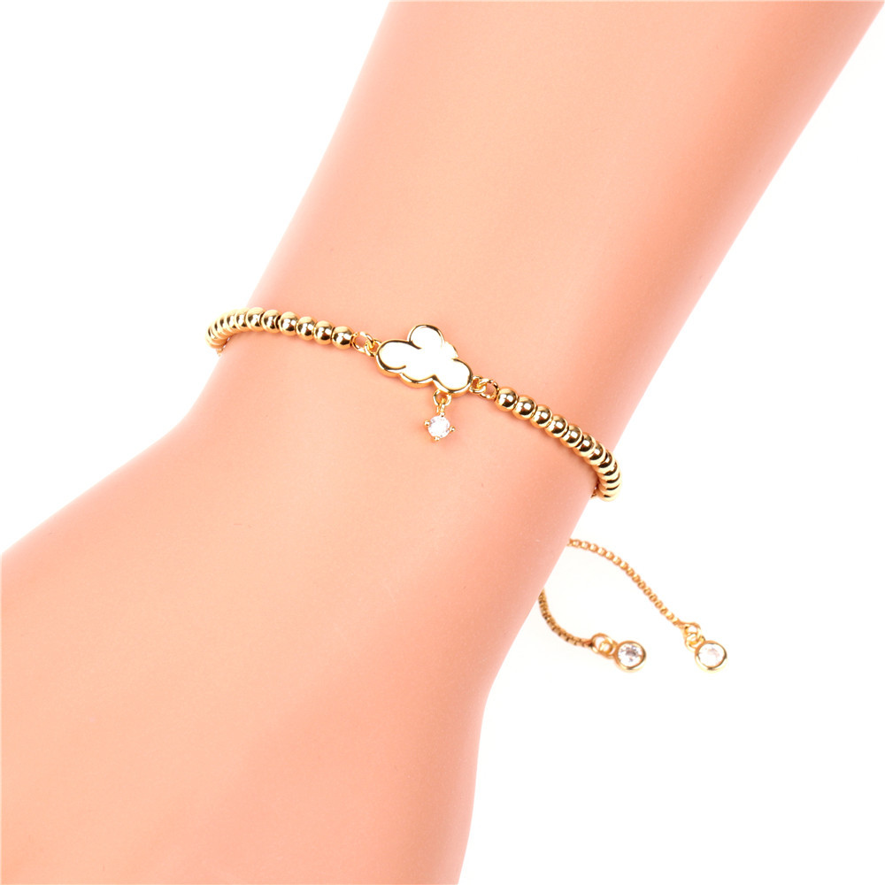 Simple Pullable Adjustable Round Beads Micro-inlaid Zircon Cloud Bracelet display picture 4