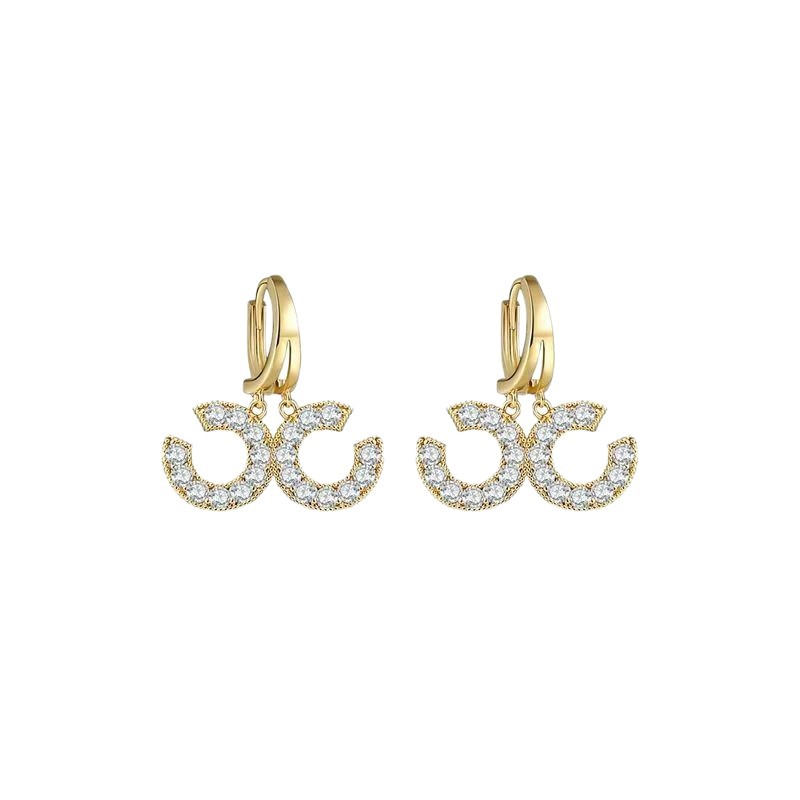 Moda europea y americana doble letra C micropantalón de piedra perfumado perfumado pendientes de moda de alta calidad exquisitos auriculares para mujeres famosas