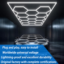 车库灯六边形蜂窝灯110v洗车店贴膜吊顶汽车美容工位灯中山灯具