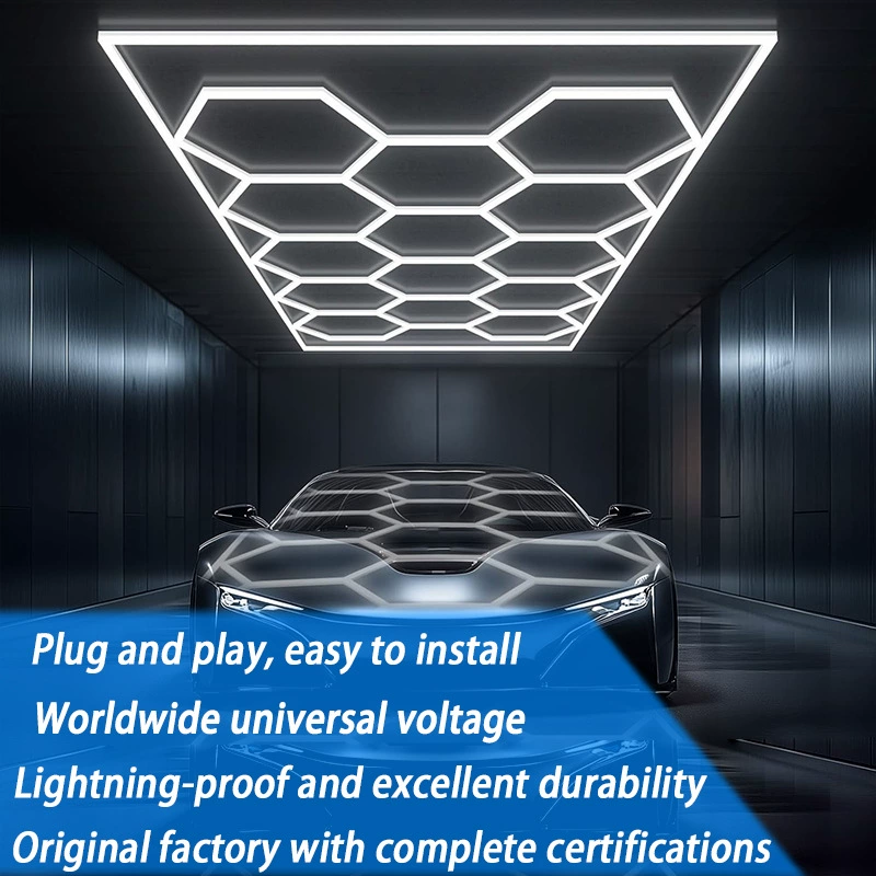 Гаражная лампа, шестиугольная сотовая лампа, 110 В, автомойка, пленка, потолок, автомобиль, красота, рабочая станция, лампы Чжуншань