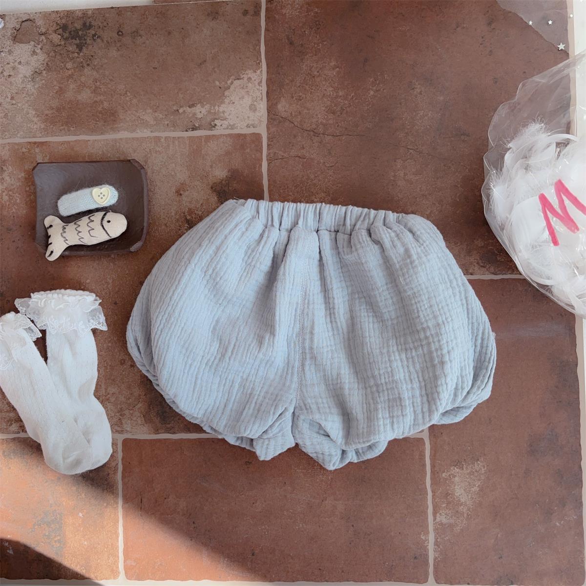 Youhe 2025 estilo de verano bebé coreano cuello de muñeca manga corta top floral color sólido bombachos tesoro femenino traje de dos piezas