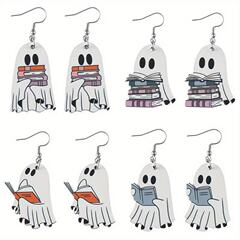 クロスボーダーホットセールハロウィンゴーストとブックドレープヴィンテージアクリルかわいいイヤリングパーティー用品に最適
