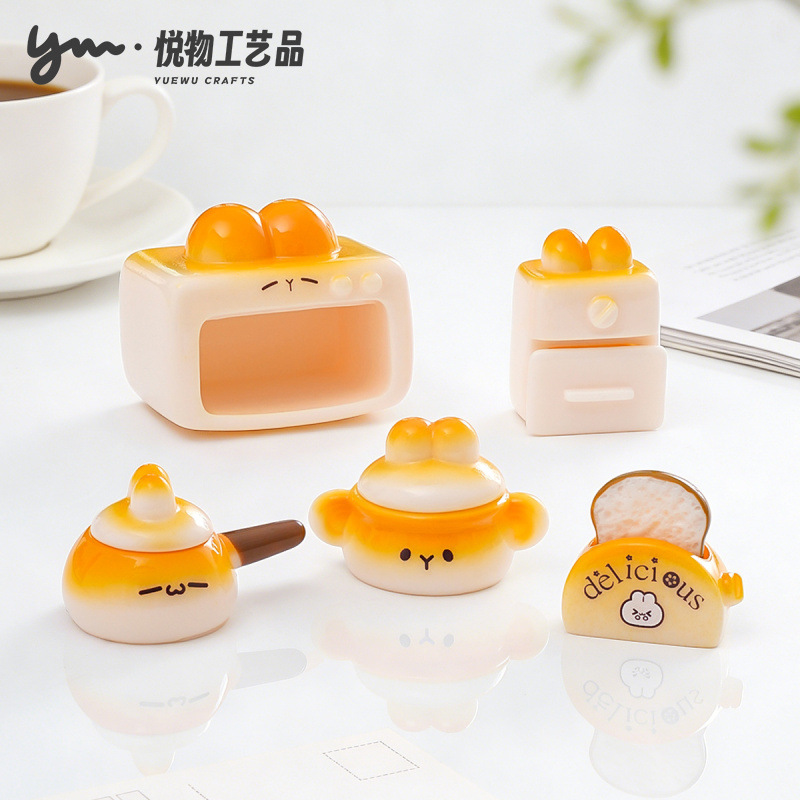 可爱兔兔面包机烤箱烘焙系列 娃娃屋diy装饰品配件迷你桌面小摆件