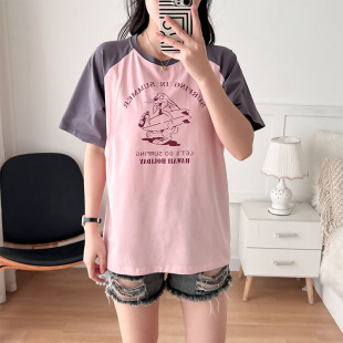 Summer new cotton pregnant women's T-shirt postpartum wear lactation clothing side opening lactation mouth cotton high quality wholesale