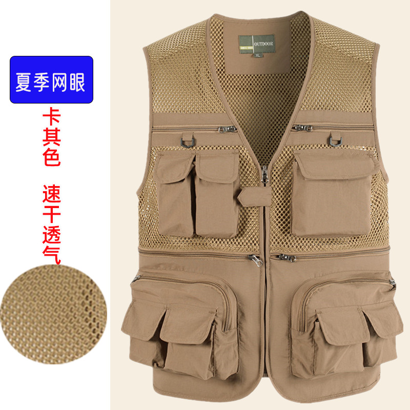 Chaleco fino de verano de gran tamaño transfronterizo de secado rápido al aire libre multibolsillos fotógrafo reportero pesca ocio chaleco herramientas nuevo