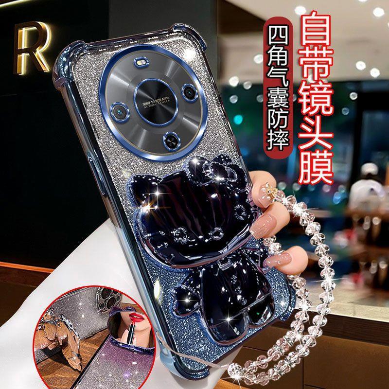 Suitable for Huawei Enjoy 50Pro Mobile Phone Case, Lens Full-Cover Glitter Mirror Stand, Enjoy 70Plus Protective Case