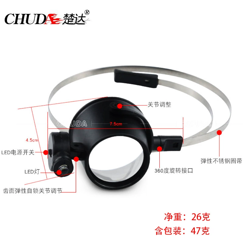 Головная Лупа Chuda 15X Маленький ремонт компьютеров Лупа для ремонта часов Маска для глаз Лупа 13B-A