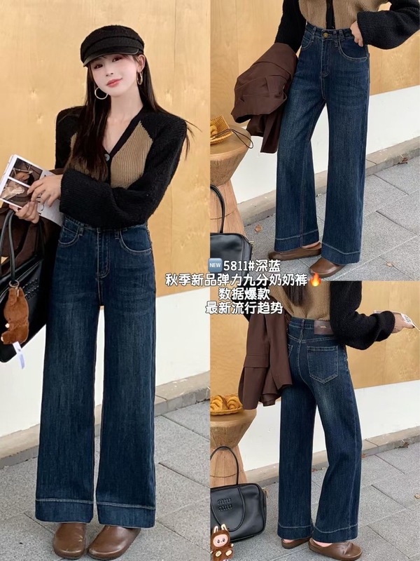 5811秋季新款高弹显瘦简约气质高雅时尚减龄百搭直筒垂感奶奶裤|undefined