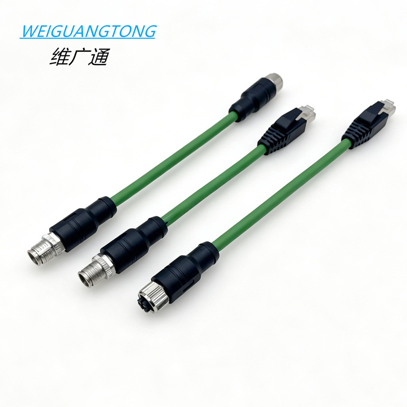 M12 8-Pin Female Plug Male Plug X-Coded to Rj45 Connector Ethernet Bus Cat6A Network Cable Connector