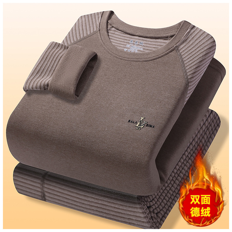 Men's New Winter Rabbit Velvet Thermal Intimates Set Cold-Proof Autumn Clothes and Long Pants Thermal Intimates Set