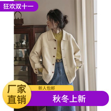 秋冬感复古麂皮绒夹棉外套女小众气质宽松休闲外穿加厚夹克