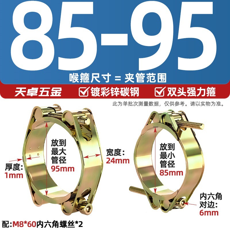 欧式铁镀锌双头强力卡箍喉箍双层高压加强型橡胶管夹重型卡扣抱箍|undefined