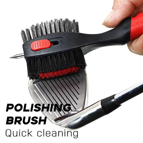 New Golf Cleaning Brush Golf Club Dual-Sided Brush Stainless Steel Bristle Club Cleaning Brush Factory Wholesale