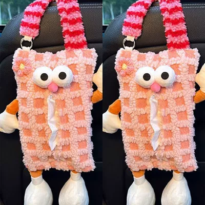 Car tissue box/set Monster Car Seat Back Tissue - no-specifications-pink-plaid-monster2-pack