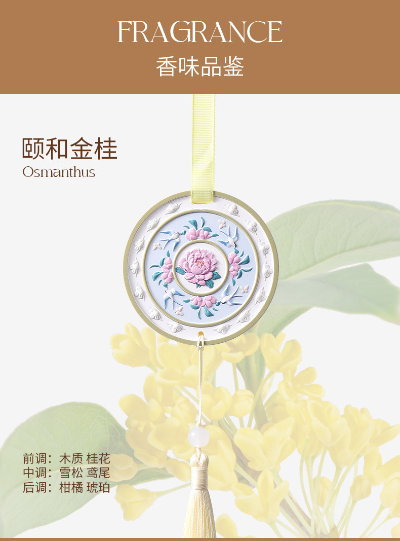 Chinese-Style Floral Aromatherapy Plaster Piece, Ancient-Style Car Hanging Ornament, Wardrobe Deodorizer, Holiday Wedding Gift Fragrance