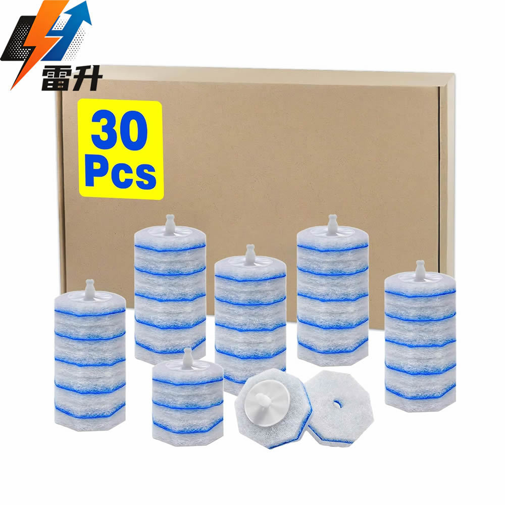 LeiSheng self-contained detergent disposable toilet brush replacement head, double-layer replacement core compatible with Clorox sponge brush head