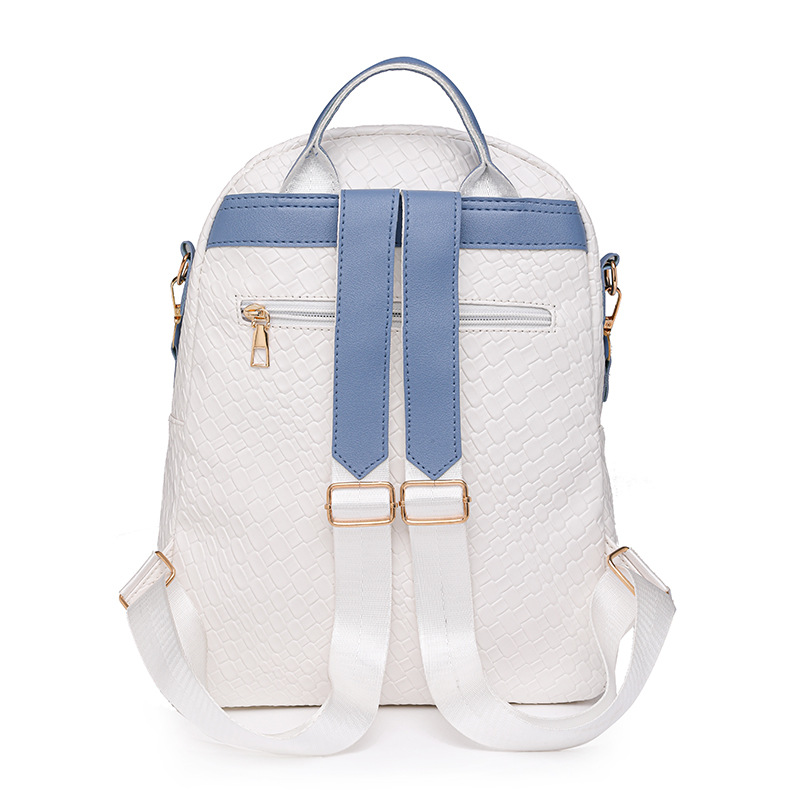 2024 verano nueva moda contraste color damas mochila simple tejido multifuncional mochila de viaje de doble uso al por mayor