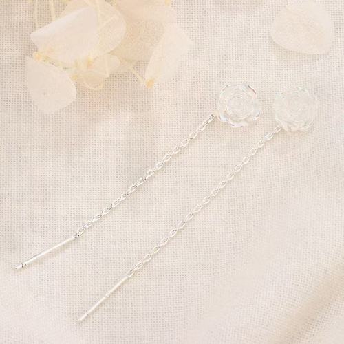 S925 Silver Needle Earrings for Women, Korean Version, Elegant Long Tassel Earrings, Simple and Trendy Diamond-Studded Ear Drops, Zirconium Ear Accessories