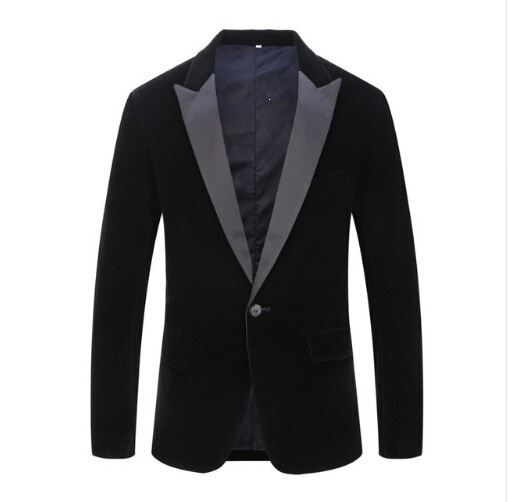 Men's Autumn and Winter Velvet Burgundy Fashion Casual Suit Jacket for Weddings, Grooms, and Singers