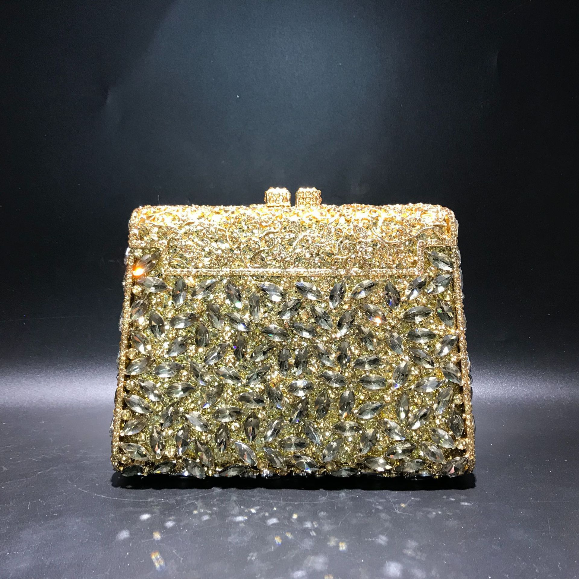 Caxi Li [diamond] bolsas de cena de moda de lujo de Europa y América con diamantes bolsas de noche de piedra cuadrada bolsas de diamantes de oro duro
