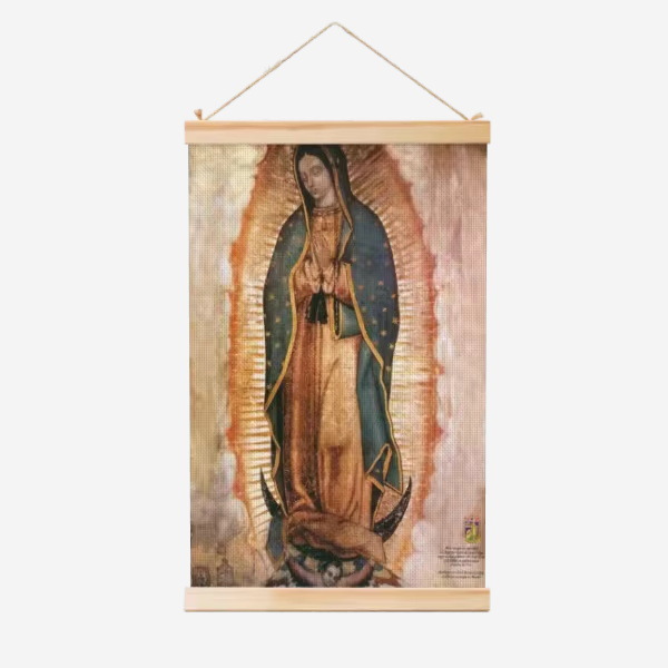 Guadalupe Nuestra Señora de la fábrica de carteles de rollo de madera sólida cuelga pinturas de comercio exterior suministro de almacenamiento Temu