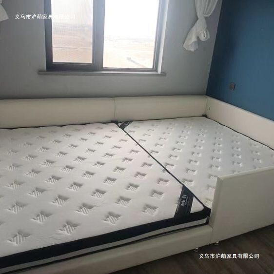 Second Child Family of Four Bed Master Bedroom Tatami Simple Widened Splicing Extra Large Guardrail Third Child Leather Combination