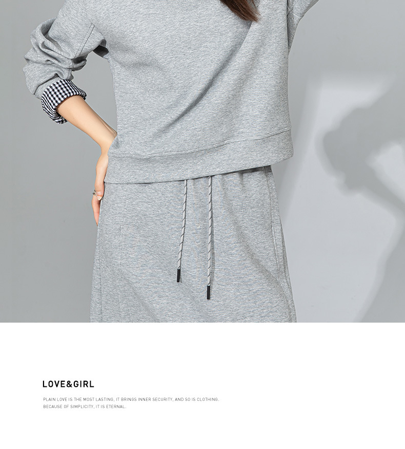 Bộ hai mảnh áo sweatshirt phối màu thiết kế cách điệu cho nữ — Váy nửa màu xanh đậm 65361 chi tiết 24