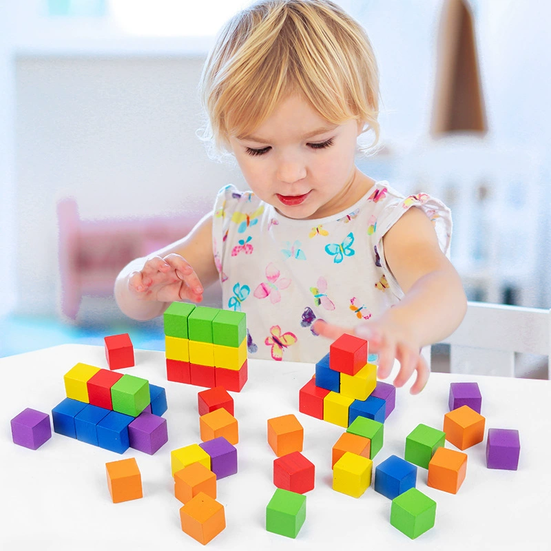 Wooden cube from natural wood, children's constructor, teaching aids