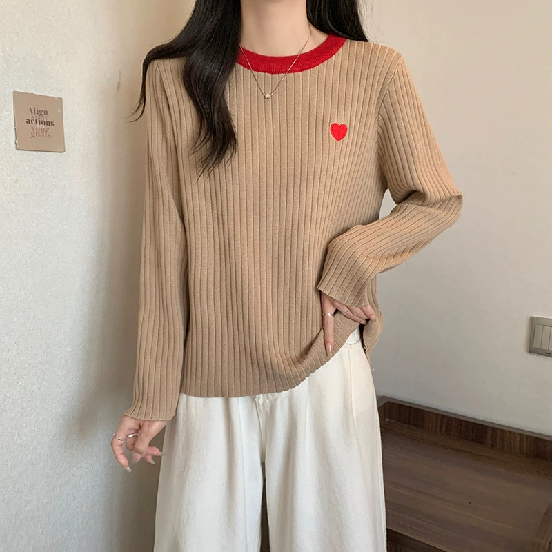 Spring knitted sweater with a round collar, plus size, Korean style